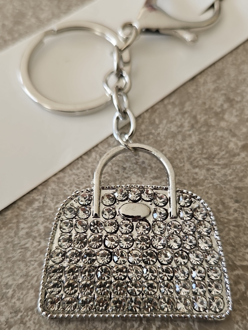 Pastels Silver Crystal Mini Handbag Keychain